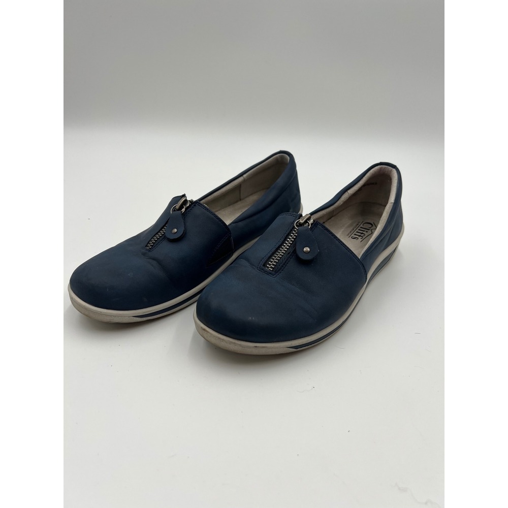 Cliffs by White Mountain Claudie Navy Blue Zip Slip On Shoes C31481 Size 8M